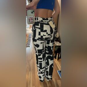 Peppermayo Electric Avenue Black and White Geometric Straight Leg Pants